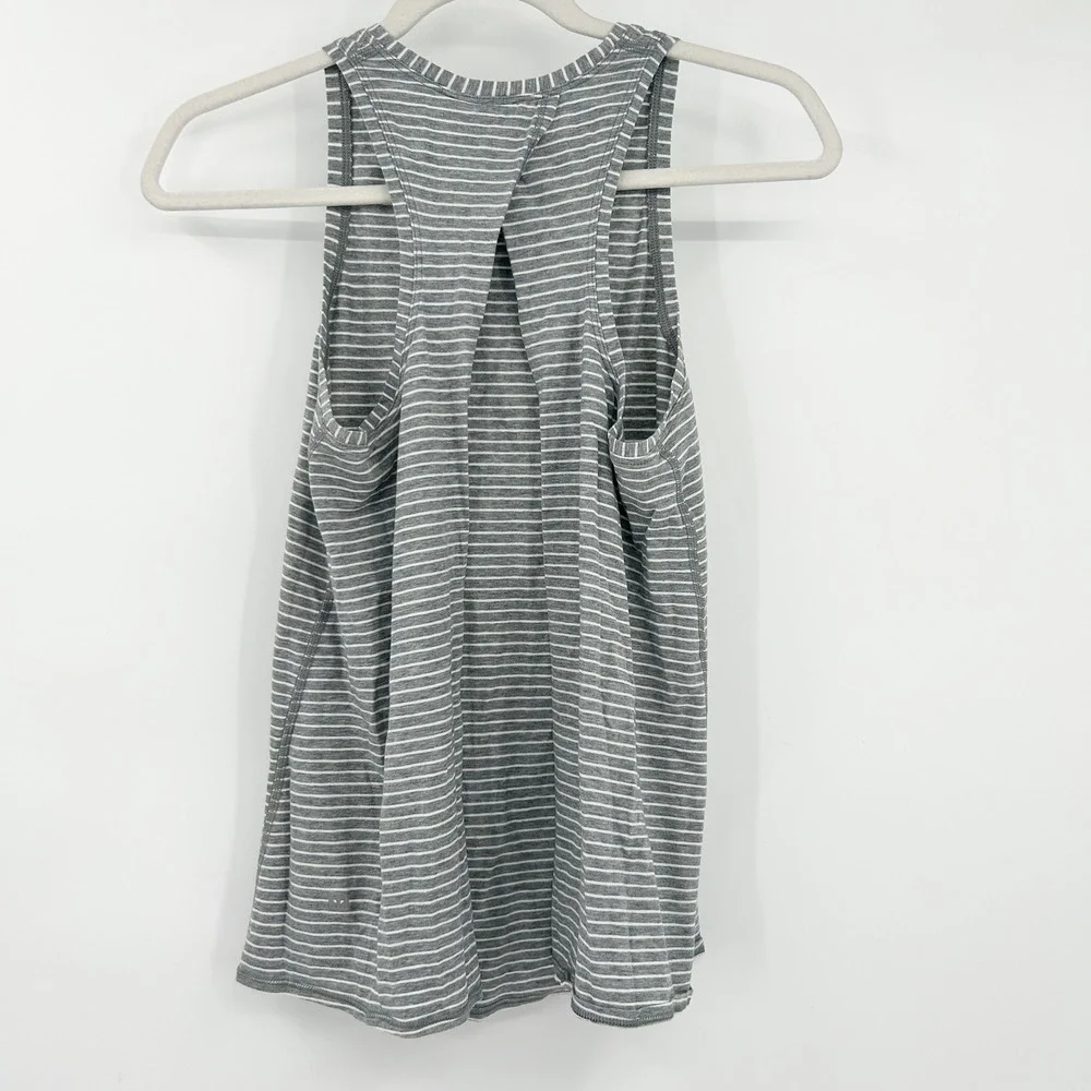 Lululemon Womens Active Athletic Pima Cotton Striped All Tied Up Tank Top Size 4